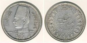 10 Piastre Königreich Ägypten (1922 - 1953) Silber Faruq I, König von Ägypten (1920 - 1965)