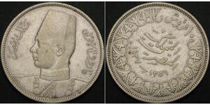10 Piastre Königreich Ägypten (1922 - 1953) Silber Faruq I, König von Ägypten (1920 - 1965)