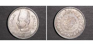10 Piastre Königreich Ägypten (1922 - 1953) Silber Faruq I, König von Ägypten (1920 - 1965)