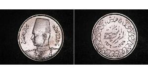 10 Piastre Königreich Ägypten (1922 - 1953) Silber Faruq I, König von Ägypten (1920 - 1965)