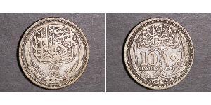 10 Piastre Sultanate of Egypt (1914 - 1922) 銀 Hussein Kamel of Egypt (1853 - 1917)