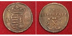 10 Poltura Hungary Copper Francis II Rákóczi (1676 – 1735)