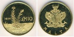 10 Pound Malta (1964 - ) Gold 