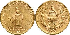 10 Quetzal República de Guatemala (1838 - ) Gold 
