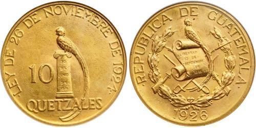 10 Quetzal República de Guatemala (1838 - ) Gold 