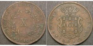 10 Reis Reino de Portugal (1139-1910) Cobre María II de Portugal (1819-1853)