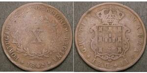 10 Reis Reino de Portugal (1139-1910) Cobre María II de Portugal (1819-1853)
