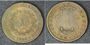 10 Reis Reino de Portugal (1139-1910) Cobre María II de Portugal (1819-1853)