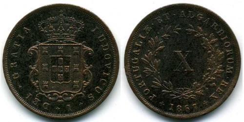 10 Reis Reino de Portugal (1139-1910) Cobre Luis I de Portugal (1838 - 1889)