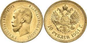 10 Ruble 俄罗斯帝国 (1721 - 1917) 金 尼古拉二世 (俄罗斯) (1868-1918)