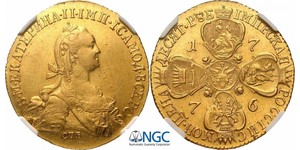 10 Rublo Imperio ruso (1720-1917) Oro Catalina II (1729-1796)