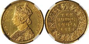 10 Rupee British Raj (1858-1947) Gold Victoria (1819 - 1901)