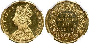 10 Rupee Raj britannique (1858-1947) Or Victoria (1819 - 1901)
