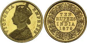10 Rupee Raj Britannico (1858-1947) Oro Vittoria (1819 - 1901)
