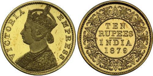 10 Rupee Raj Britannico (1858-1947) Oro Vittoria (1819 - 1901)