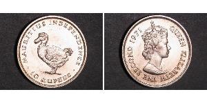 10 Rupee Mauricio (1968 - )  Isabel II (1926-2022)