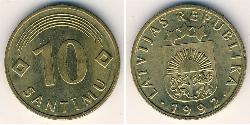 10 Santims Lettonia (1991 - ) Ottone 