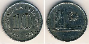 10 Sen Malaysia (1957 - ) Kupfer/Nickel 