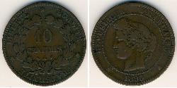10 Sent Tercera República Francesa (1870-1940)  Bronce 