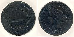10 Sent Tercera República Francesa (1870-1940)  Bronce 