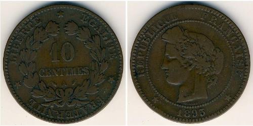 10 Sent Tercera República Francesa (1870-1940)  Bronce 