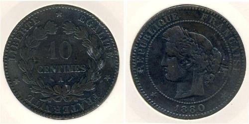 10 Sent Terza Repubblica francese (1870-1940)  Bronzo 