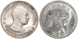 10 Shilling Ghana (1957 - ) Plata 