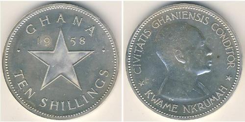 10 Shilling Ghana (1957 - ) Plata 