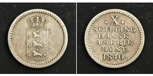10 Skilling Dinamarca Plata Federico VI de Dinamarca (1768 -1839)