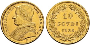 10 Soldo États pontificaux (752-1870) Or Grégoire XVI