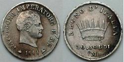 10 Soldo Kingdom of Italy (Napoleonic) (1805–1814) Silver Napoleon (1769 - 1821)