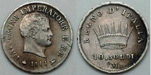 10 Soldo Kingdom of Italy (Napoleonic) (1805–1814) Silver Napoleon (1769 - 1821)