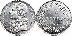 10 Soldo 教皇国 (754 - 1870) 銀 額我略十六世 (1765 - 1846)