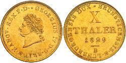 10 Thaler Stati federali della Germania Oro Giorgio IV (1762-1830)