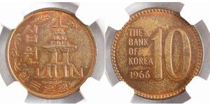 10 Won Corea del Sur Latón 