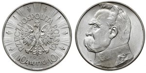10 Zloty Deuxième République de Pologne (1918 - 1939) Argent Józef Piłsudski
