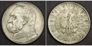 10 Zloty Deuxième République de Pologne (1918 - 1939) Argent Józef Piłsudski