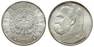 10 Zloty Deuxième République de Pologne (1918 - 1939) Argent Józef Piłsudski