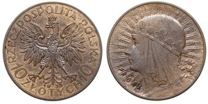 10 Zloty Deuxième République de Pologne (1918 - 1939) Argent Hedwige Ire de Pologne