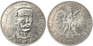 10 Zloty Deuxième République de Pologne (1918 - 1939) Argent Romuald Traugutt
