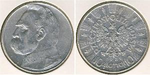 10 Zloty Deuxième République de Pologne (1918 - 1939) Argent Józef Piłsudski