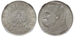 10 Zloty Deuxième République de Pologne (1918 - 1939) Argent Józef Piłsudski