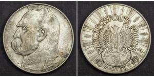 10 Zloty Deuxième République de Pologne (1918 - 1939) Argent Józef Piłsudski