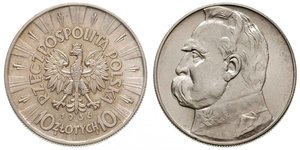 10 Zloty Deuxième République de Pologne (1918 - 1939) Argent Józef Piłsudski