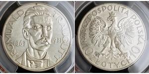 10 Zloty Deuxième République de Pologne (1918 - 1939) Argent Romuald Traugutt