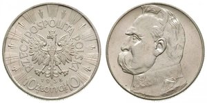 10 Zloty Deuxième République de Pologne (1918 - 1939) Argent Józef Piłsudski