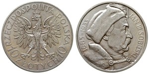 10 Zloty Pologne / Deuxième République de Pologne (1918 - 1939) Argent Jean III Sobieski (1629-1696)