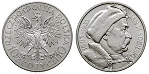 10 Zloty Pologne / Deuxième République de Pologne (1918 - 1939) Argent Jean III Sobieski (1629-1696)