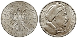 10 Zloty Pologne / Deuxième République de Pologne (1918 - 1939) Argent Jean III Sobieski (1629-1696)
