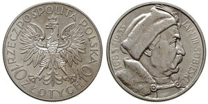 10 Zloty Pologne / Deuxième République de Pologne (1918 - 1939) Argent Jean III Sobieski (1629-1696)